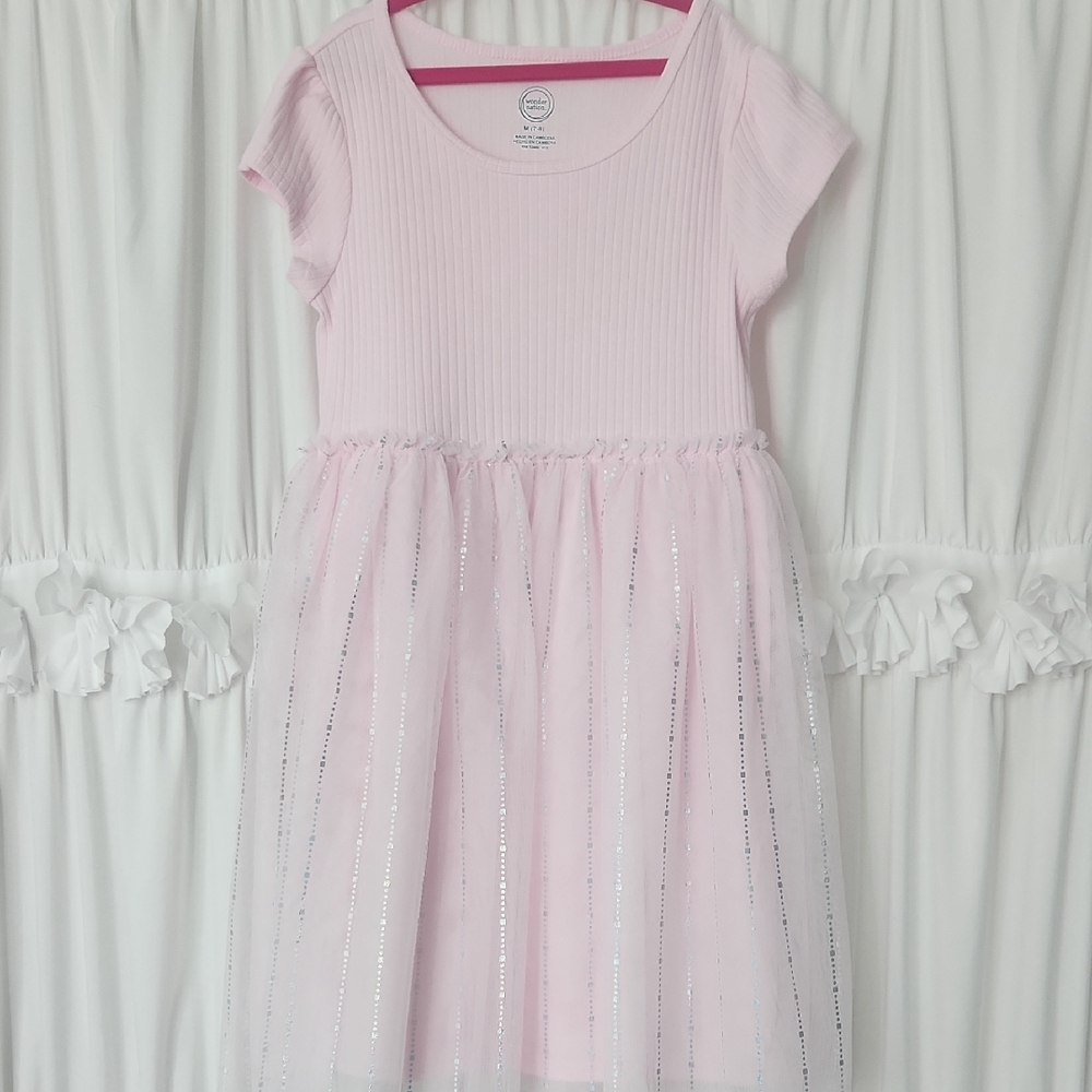 Wonder Nation, 7/8 Girls, Baby Pink Tutu Dress, Silver And Pink